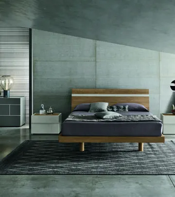 letto in materico nodato con fascia in contrasto